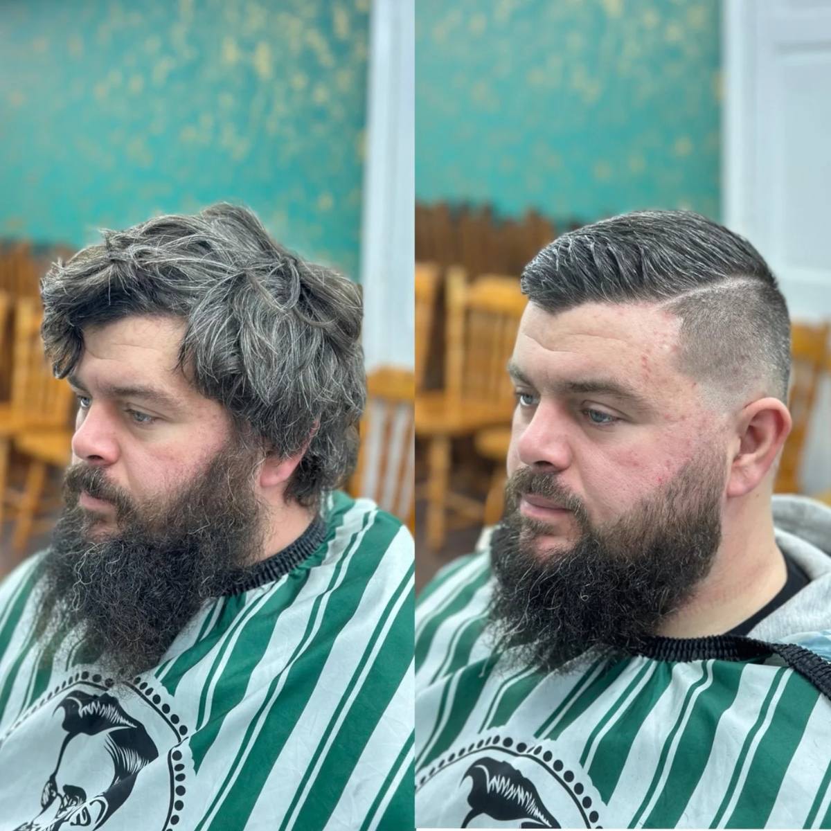 Beard before and after a trim and shape-up