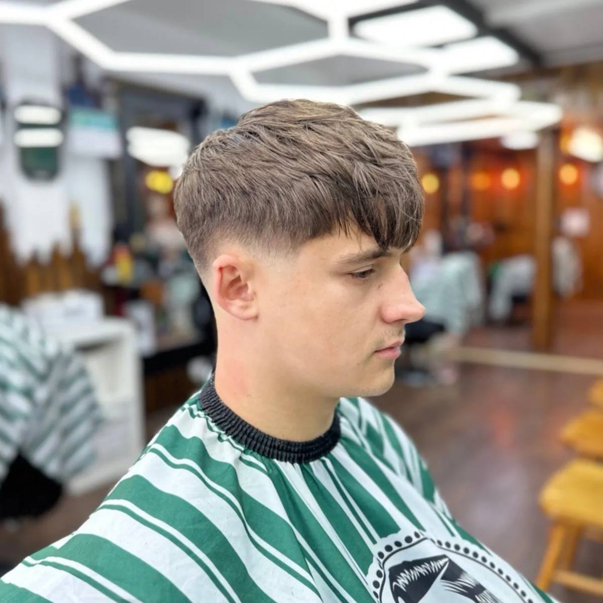 Textured fringe with a skin fade